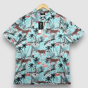 Greenside African Oasis Short Sleeve Golf Polo Shirt Mens Large Multicolor NWT